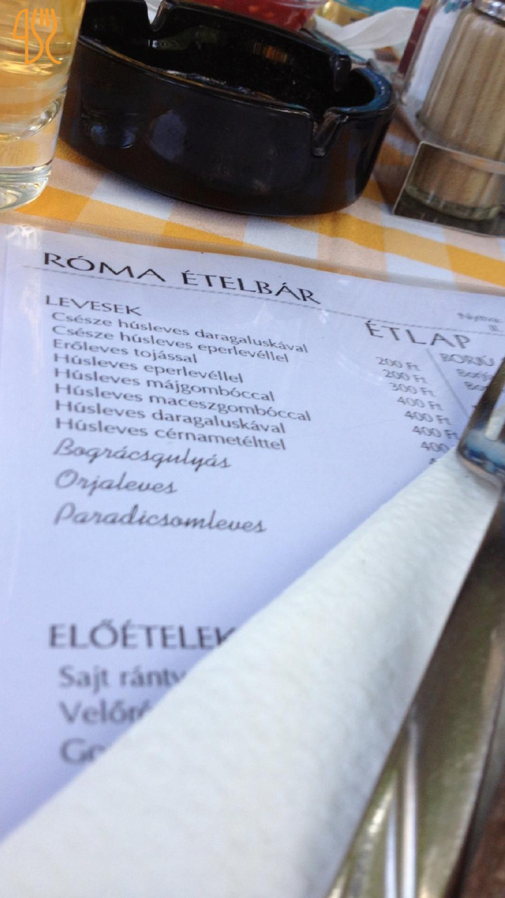 Róma Ételbár Étlap