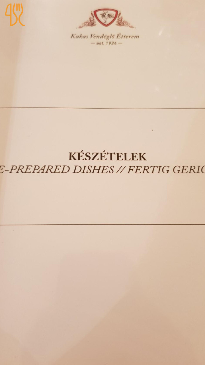 Kakas Vendéglő Étterem Étlap