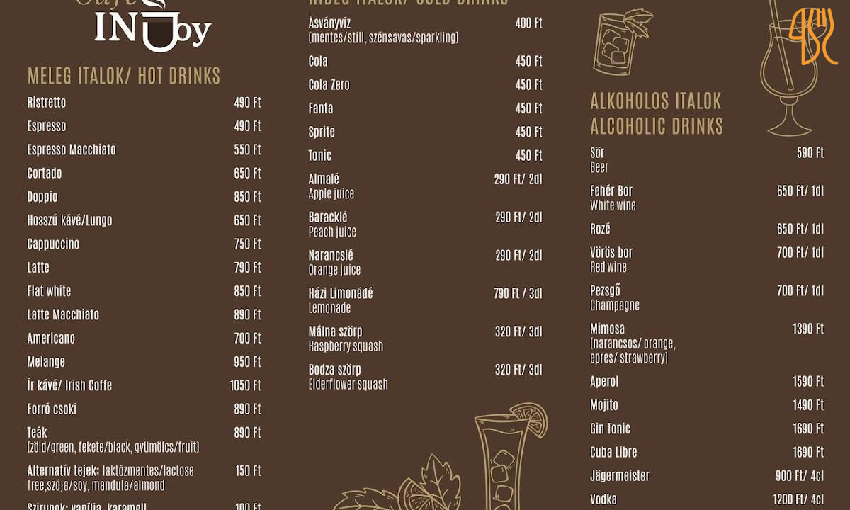 Cafe Injoy Reggeliző étterem és Kávézó Étlap