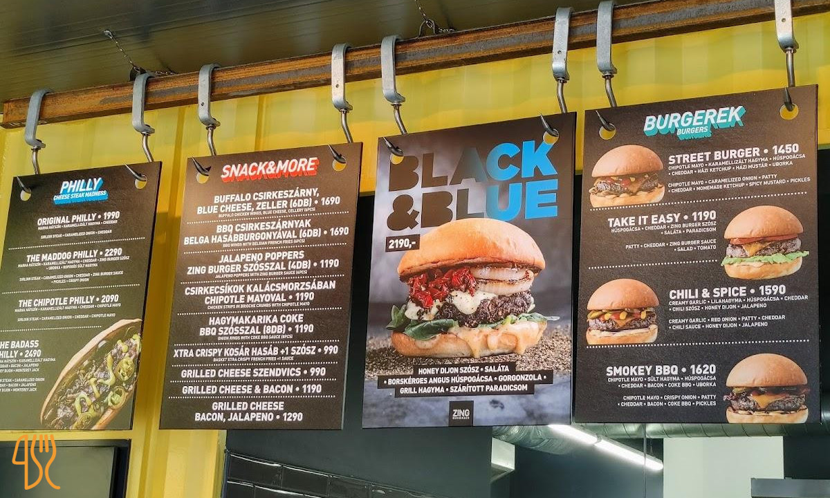 Zing Burger Co. Garázs Étlap