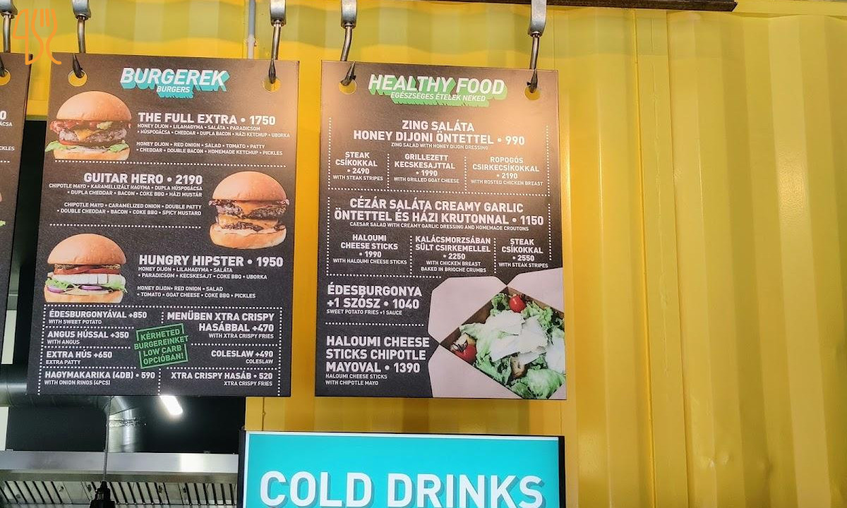 Zing Burger Co. Garázs Étlap