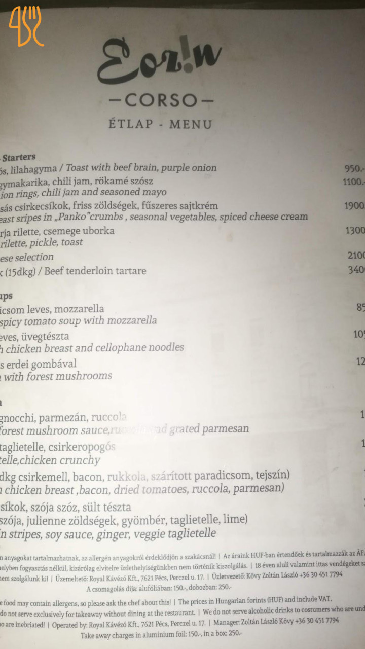 Enoteca Bistro Corso Étlap