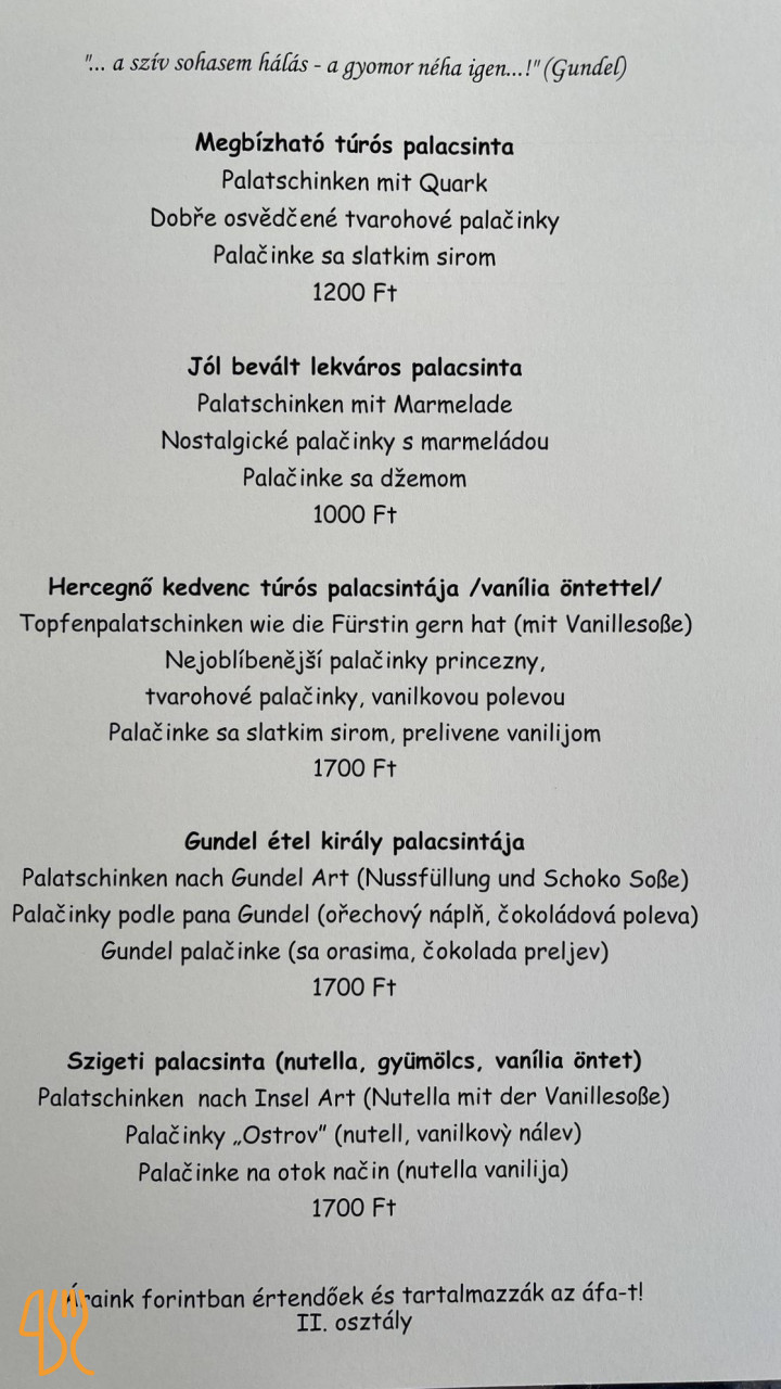 Szigeti Csárda Étlap