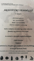 Zséfár Krisztina Aranyfürt Étterem menu