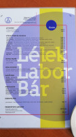 Lélek Labor Bár menu