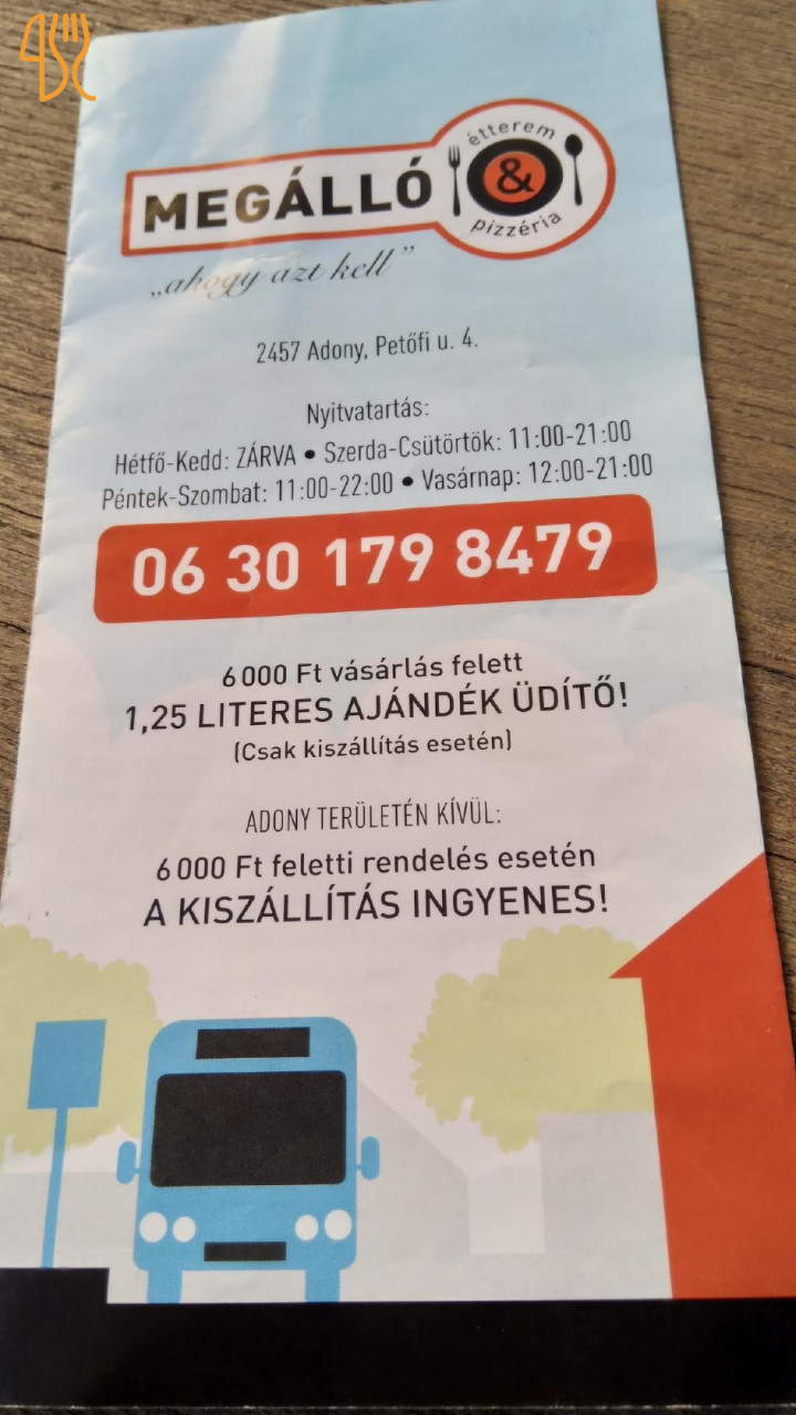 Megálló Étterem és Pizzéria Étlap
