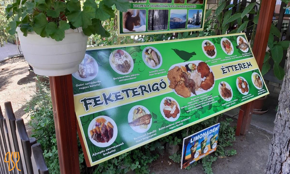 Feketerigó Étterem Vendégszobákkal Étlap