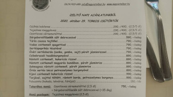 Nagyi Főztje menu