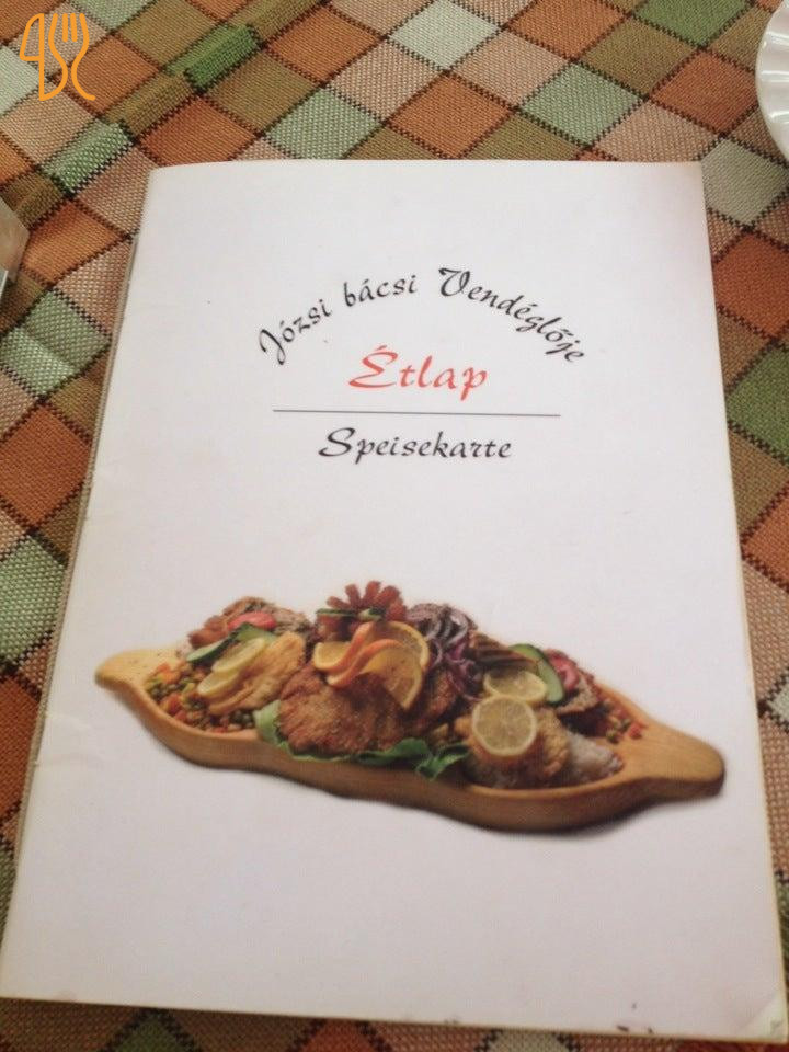 Józsi Bácsi Vendéglője és Szállodája Étlap