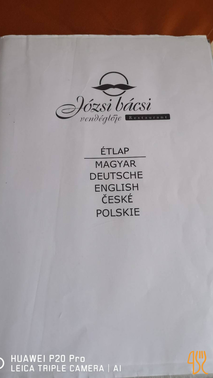 Józsi Bácsi Vendéglője és Szállodája Étlap