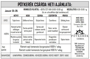 Pótkerék Csárda menu