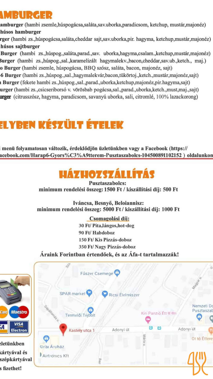 Harap6 Gyorsétterem Étlap