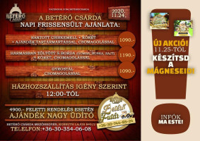 Betérő Csárda menu