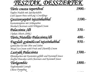 Bojtár Csárda Étlap